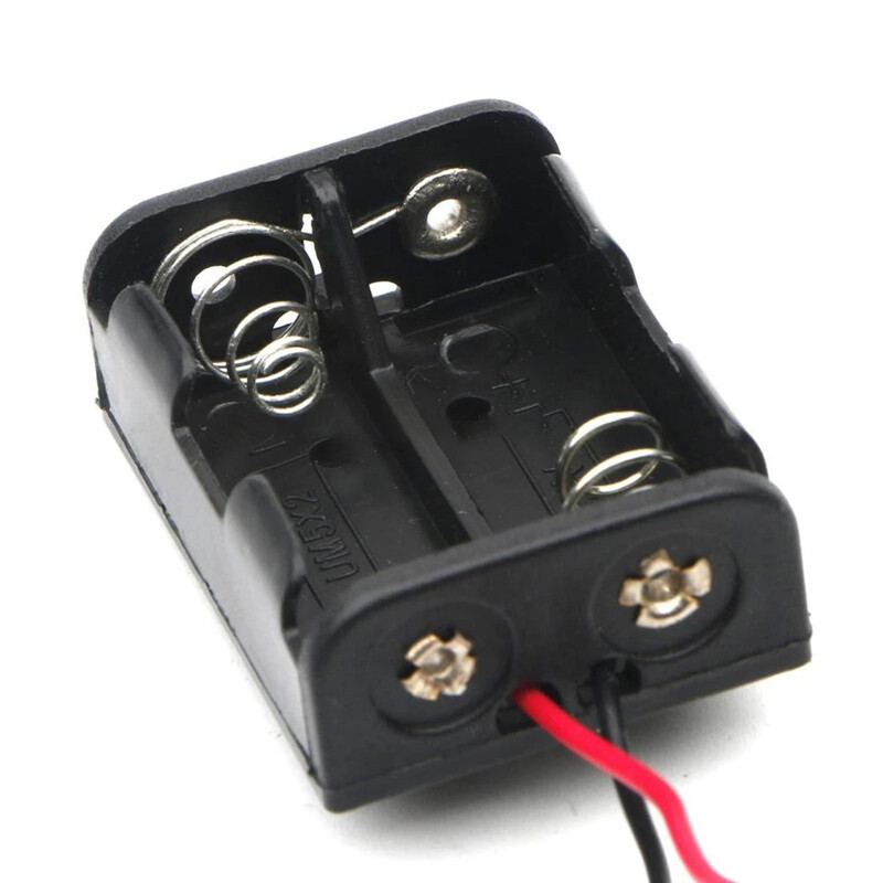 2 Cell 12V 23A Battery Holder Case Storage Open Container Box With Wire Black