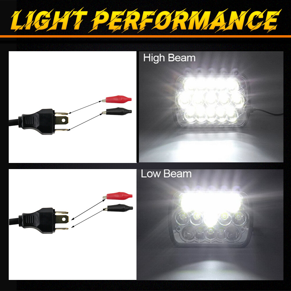 For Ford E-150 E-250 E-350 Econoline Pair 5x7 7x6" LED High Low Beam Headlights