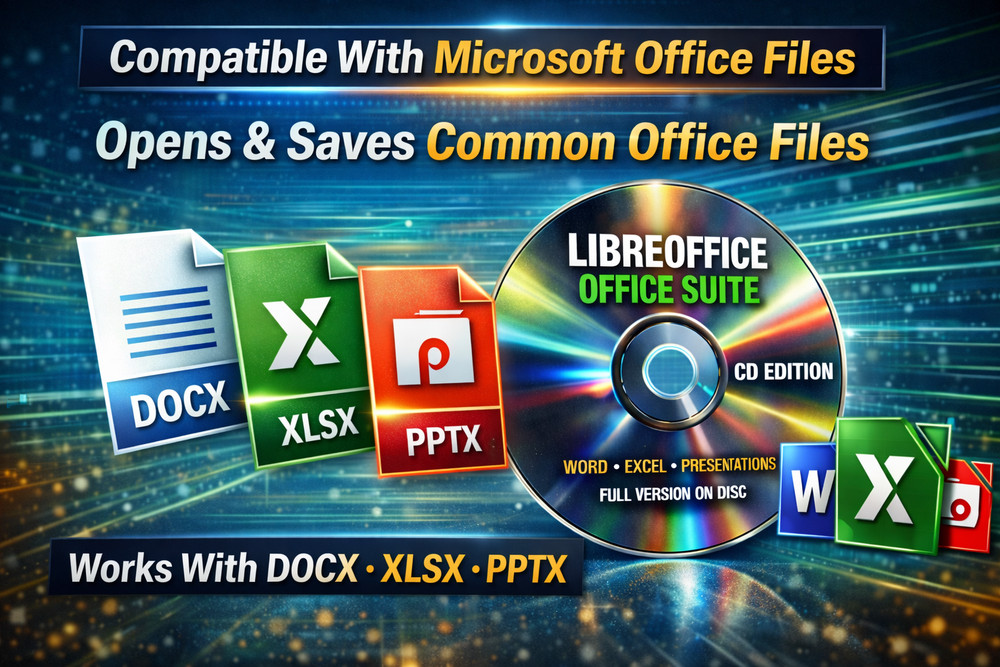 LibreOffice Office Suite CD | Opens DOCX XLSX PPTX | Offline No Subscription