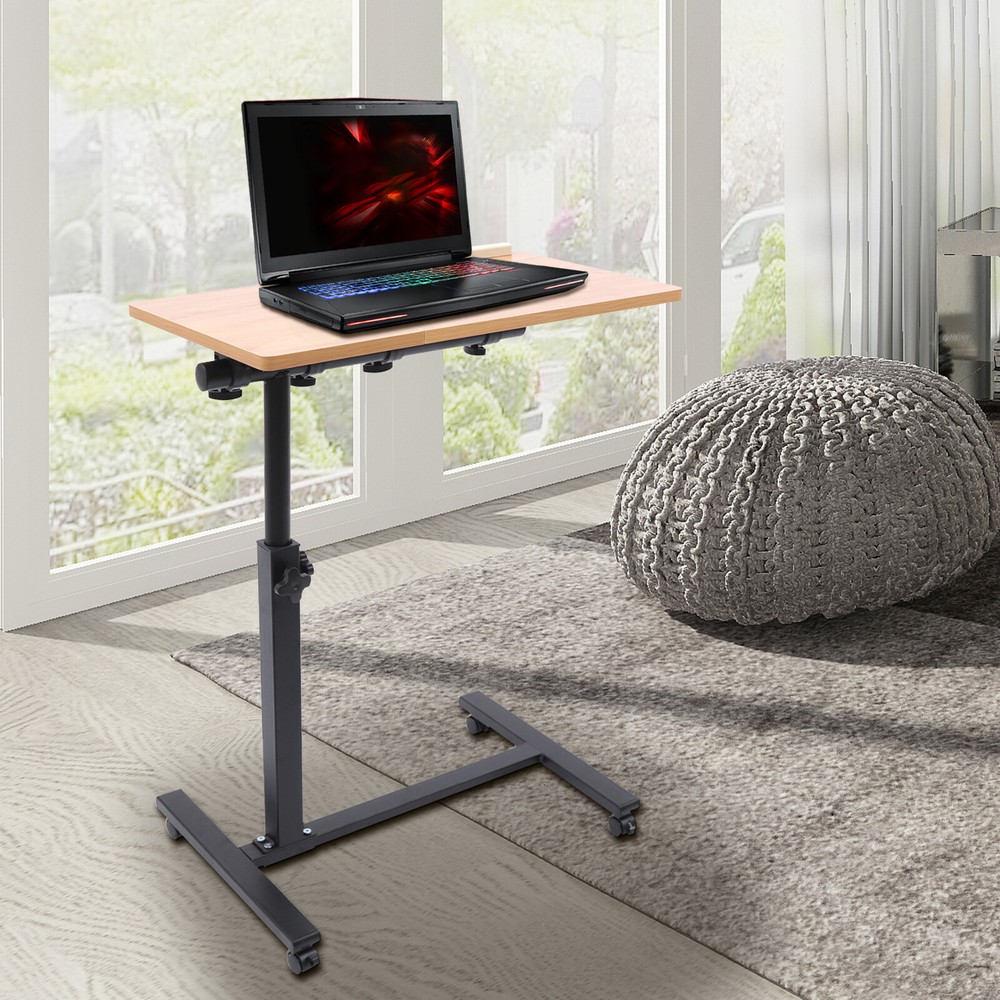 Adjustable Rolling Laptop Desk Mobile Computer Stand Bed Side Table Desk