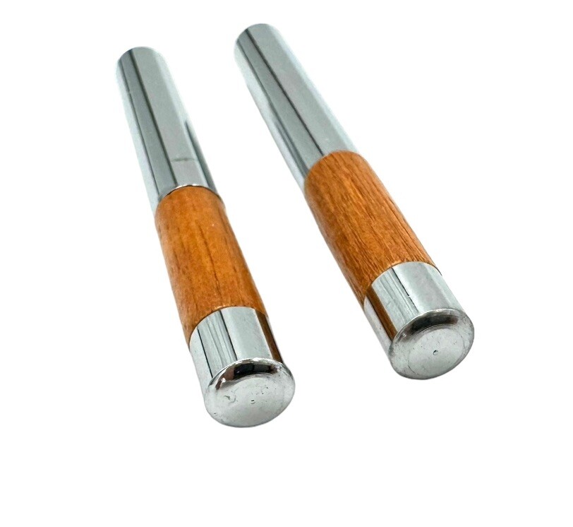 Pair Chrome Walnut Door Lock Knobs Cars Trucks Hot Rods (#8-32 Thread)