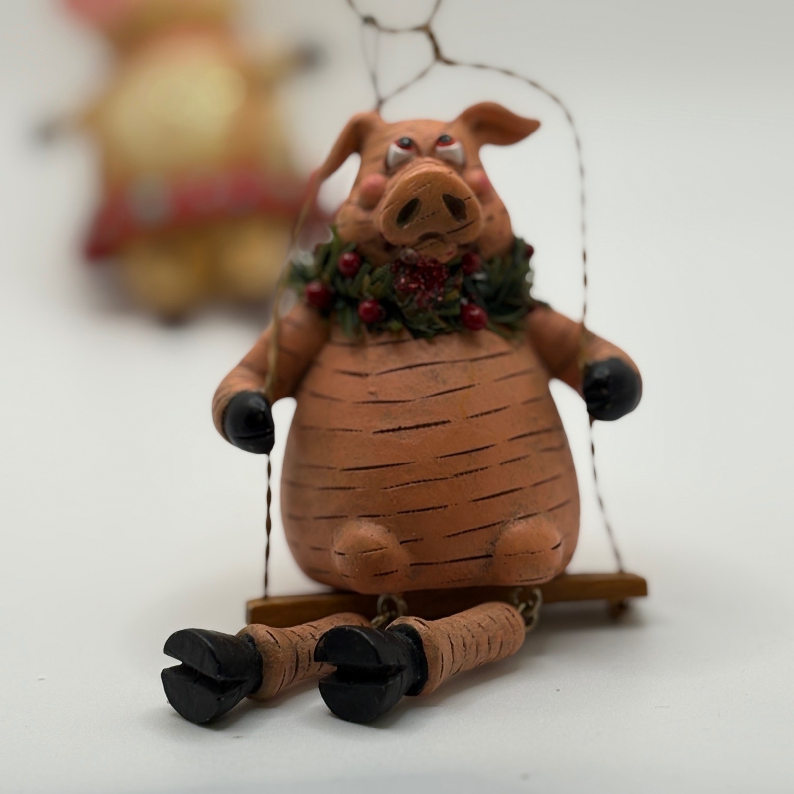 Charming Pig Ornaments Set of 2 Whimsical Holiday Decorations