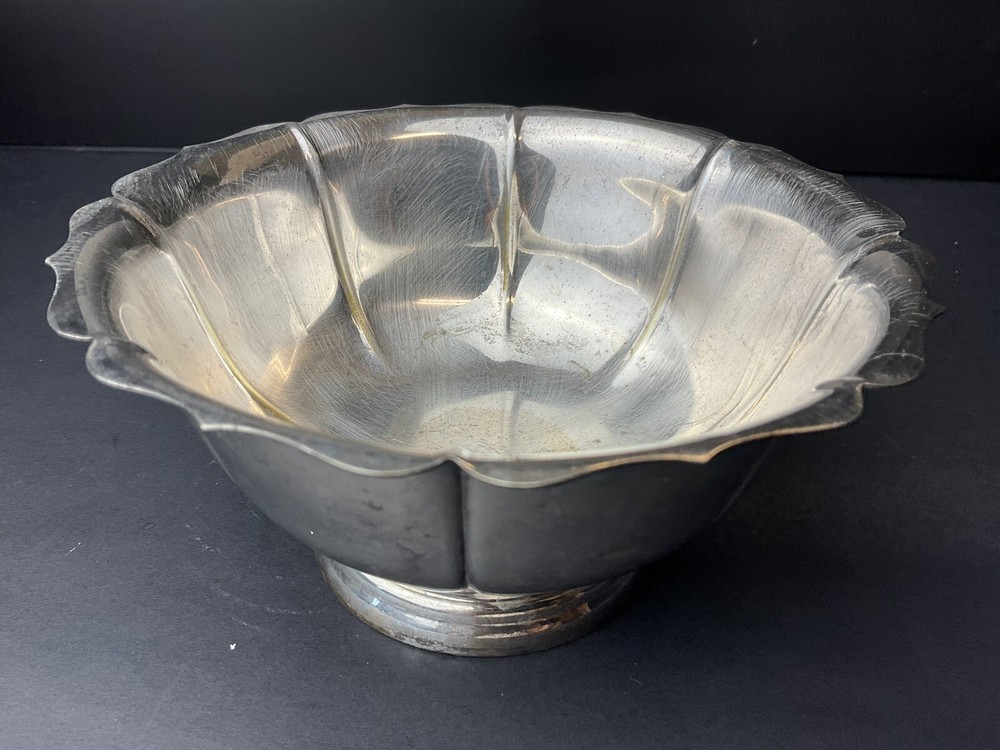 Vintage Kent Silversmith Scalloped Footed Silver-plated Small bowl Rare