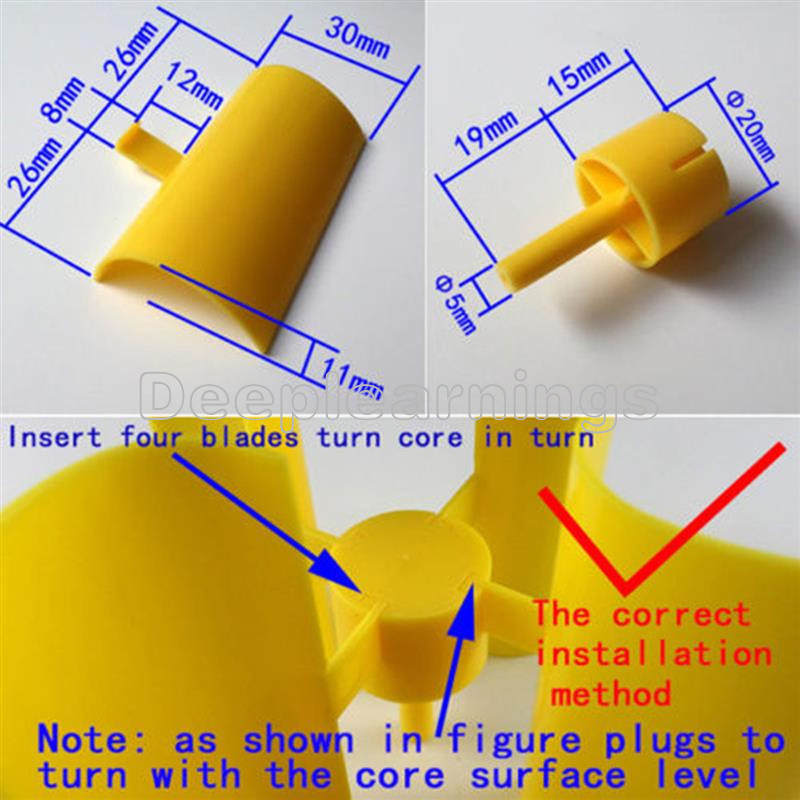 DC Micro Motor Small LED lights Vertical Axis Wind Turbine Generator Blades DP