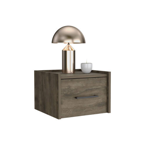 AS Floating Nightstand, with Handy Drawer and Surface, Dark Brown