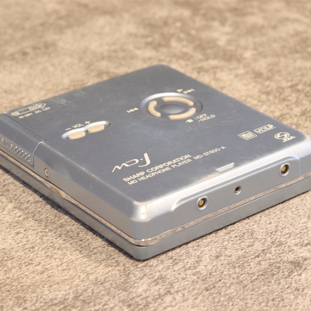 SHARP MD-ST600 Blue Portable MD Player MDLP Tested Working w/ Remote & Stand