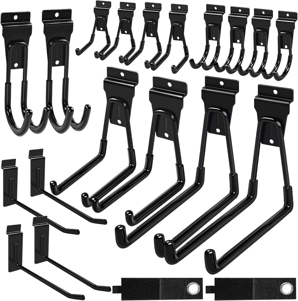 Easy Install Black Slatwall Hooks - 20 Pack