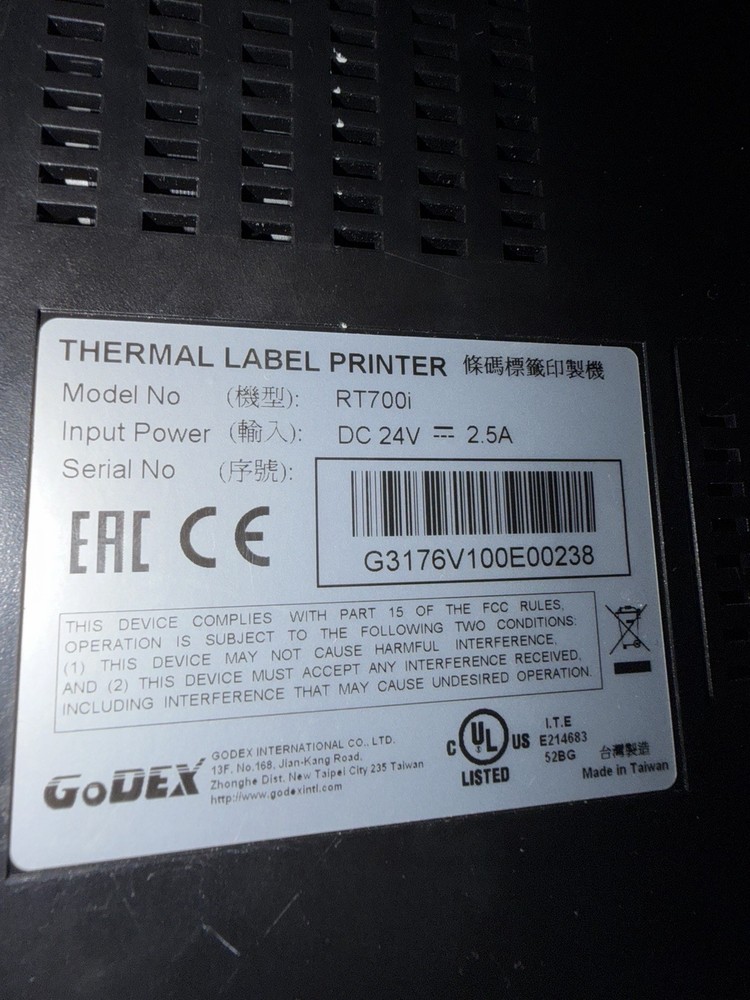 GoDEX RT700i Thermal Label Printer High-Speed Desktop Barcode MPN RT700i