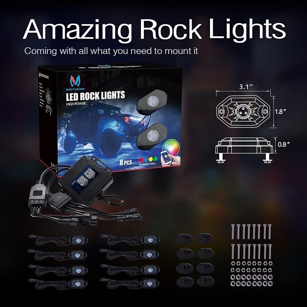 ​Under Car Light Kit RGB LED Rock Lights 8 Pods Bluetooth Controller - Amazing!