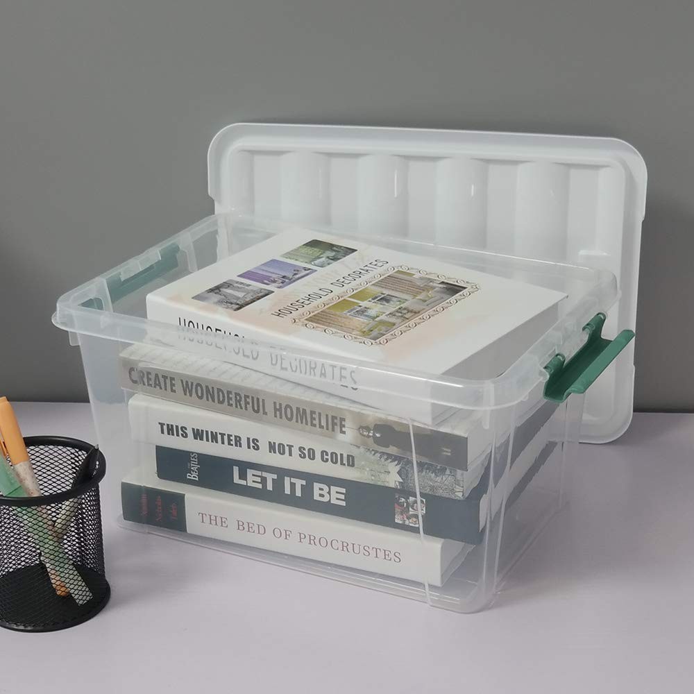 14 Quart Clear Storage Bins with Lid and Handle, Multipurpose Stackable Plast...