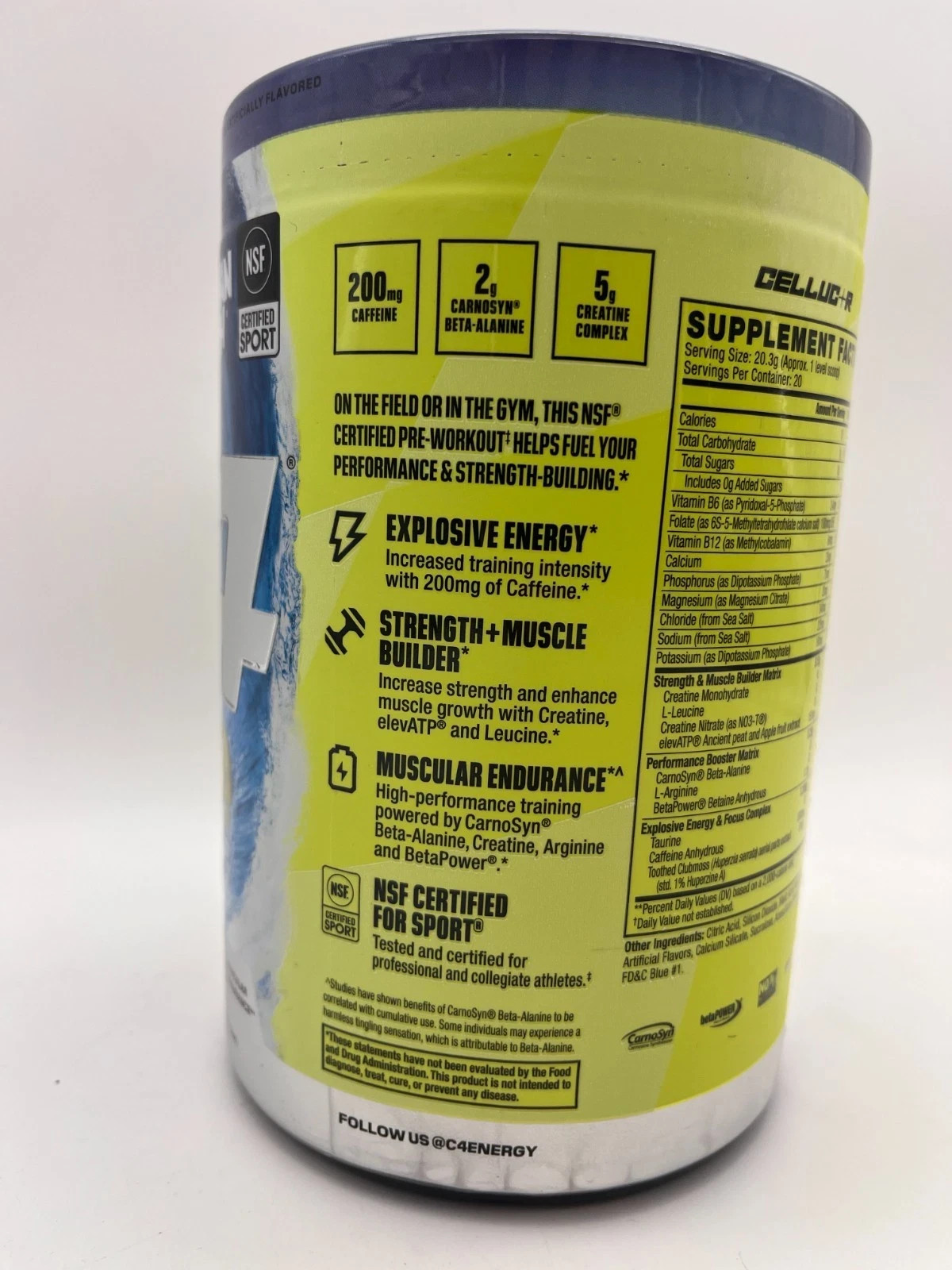 4 X Cellucor C4 Sport Strength Pre Workout Powder, Hawaiian Punch BB 2/26 MR880