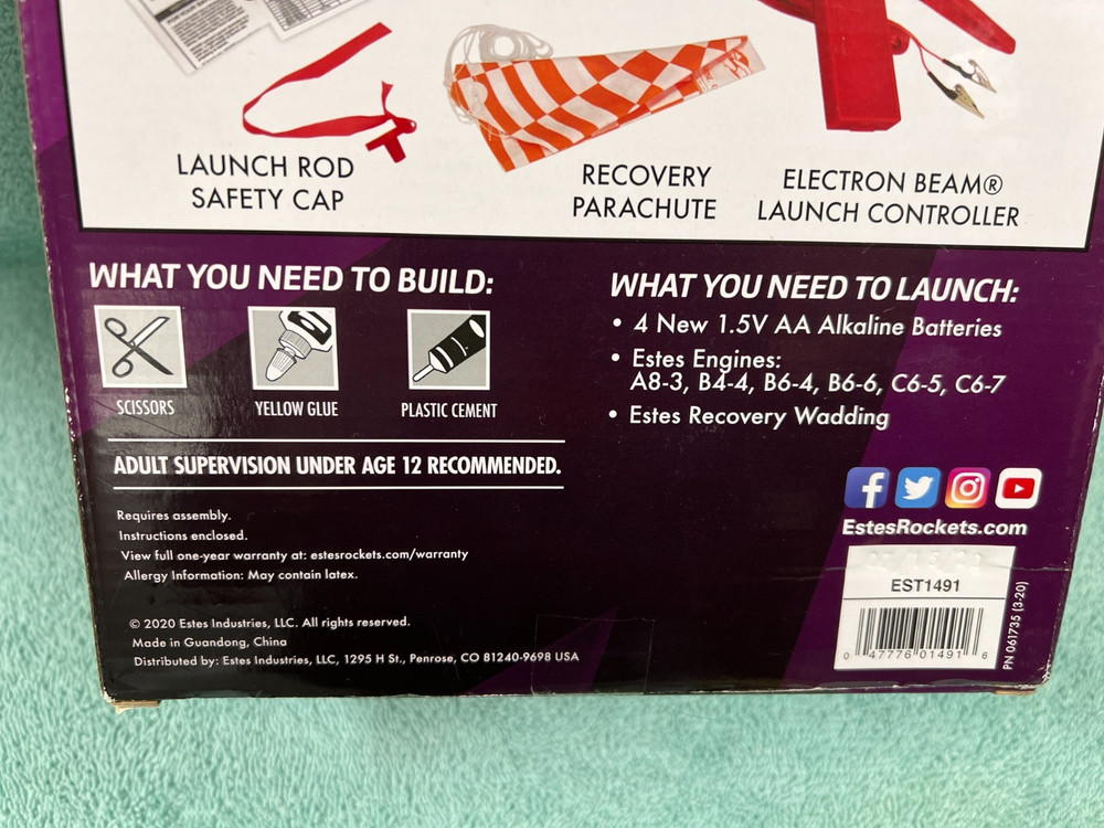 Estes Taser Flying Model Rocket Launch Set #1491 (NEW)