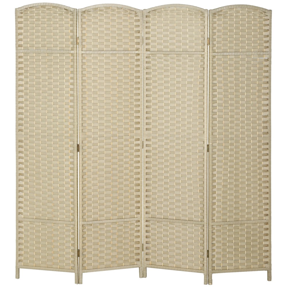 4 Panel Room Divider Freestanding Folding Privacy Screen, Beige