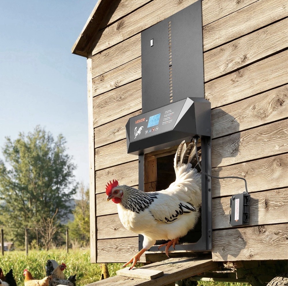 VEVOR DC & Battery Powered Automatic Chicken Coop Door Opener Light Sensor Timer