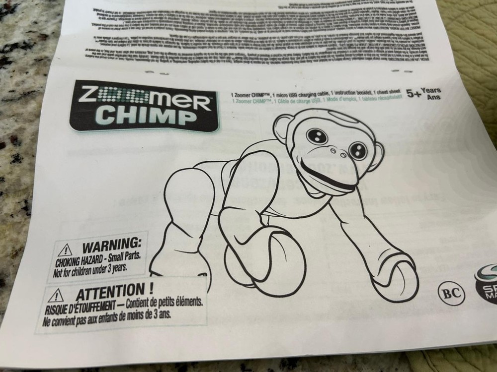 Zoomer Chimpanzee Monkey Robot Interactive Toy Spin Master International