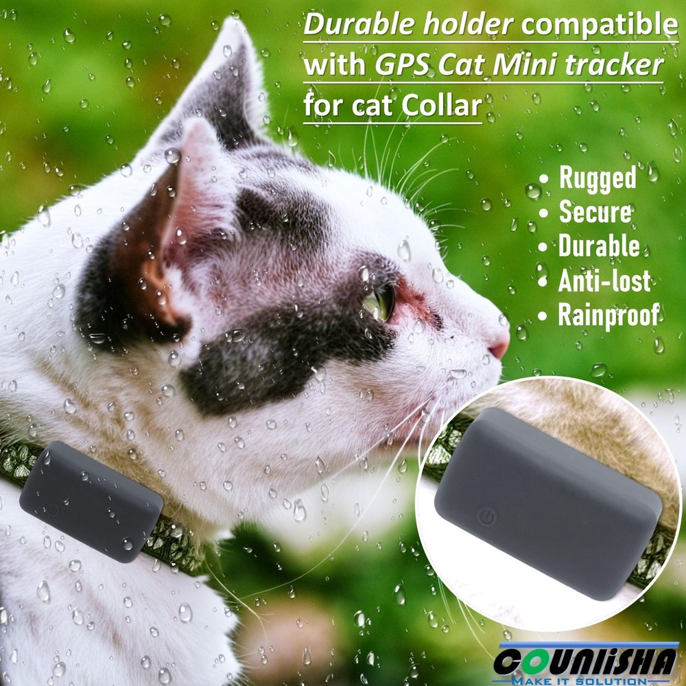 Silicone Holder Compatible for Tractive cat mini Tracker,Rubber 2 black