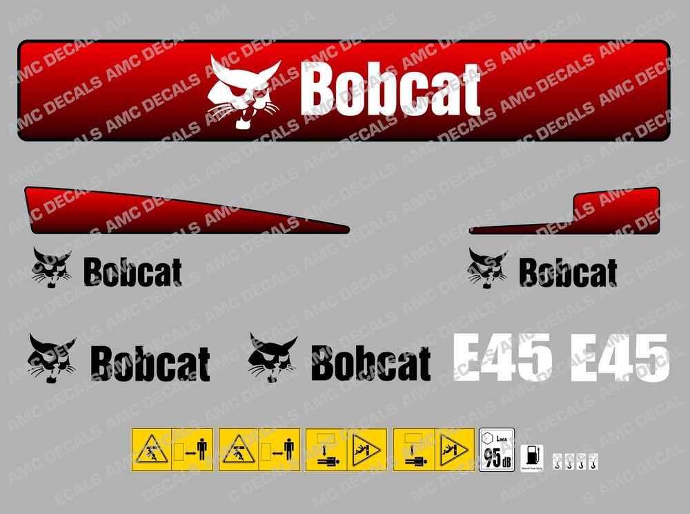 BOBCAT E45 MINI DIGGER DECAL STICKER SET