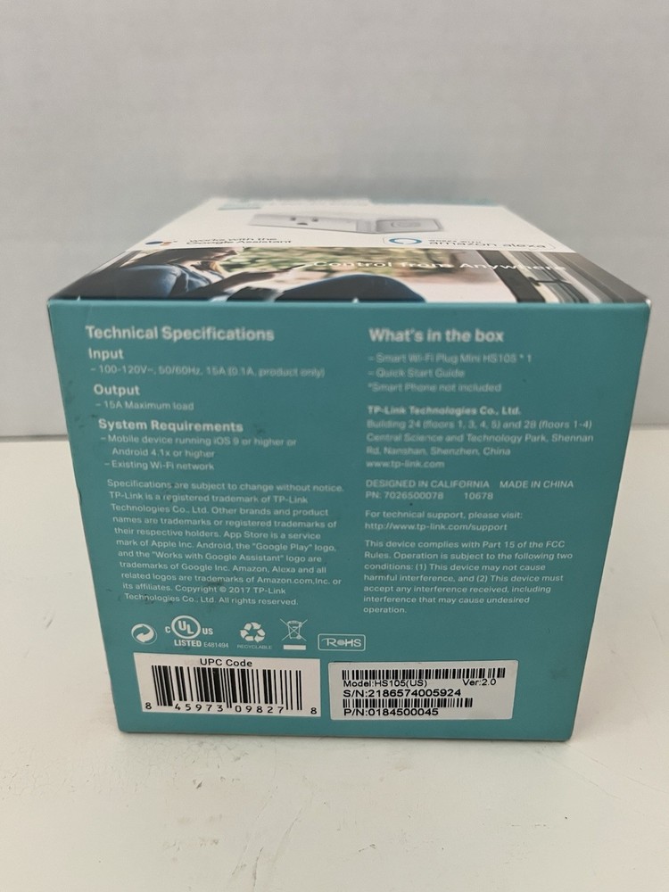 KASA SMART WiFi PLUG MINI TP-LINK HS105 alexa echo google assistant