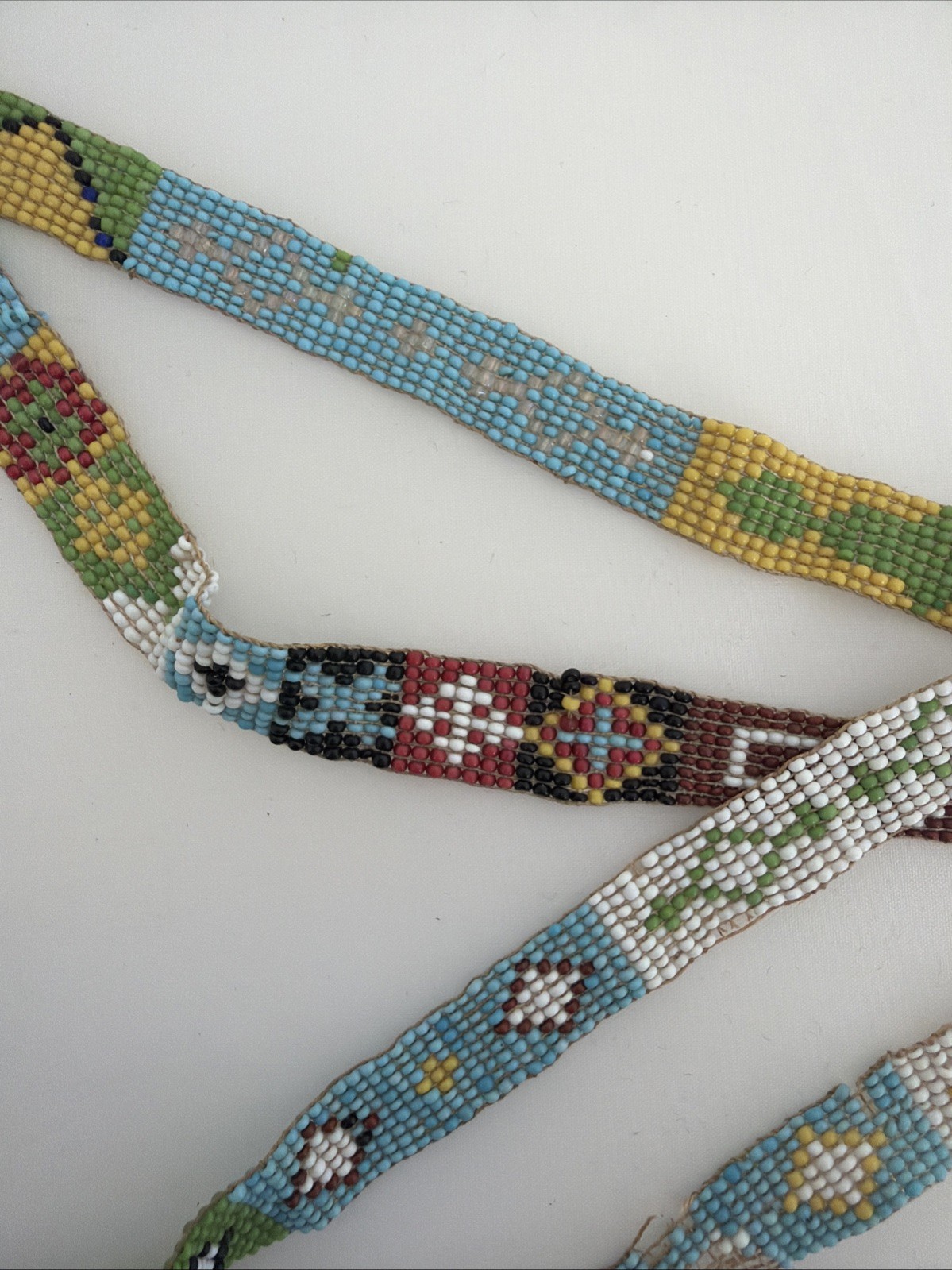 Antique Hand Made Native American Beaded Sash with Tassels