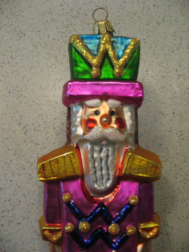 Christopher Radko Ginger Cracker Nutcracker Glass Christmas Ornament about 8.5"T