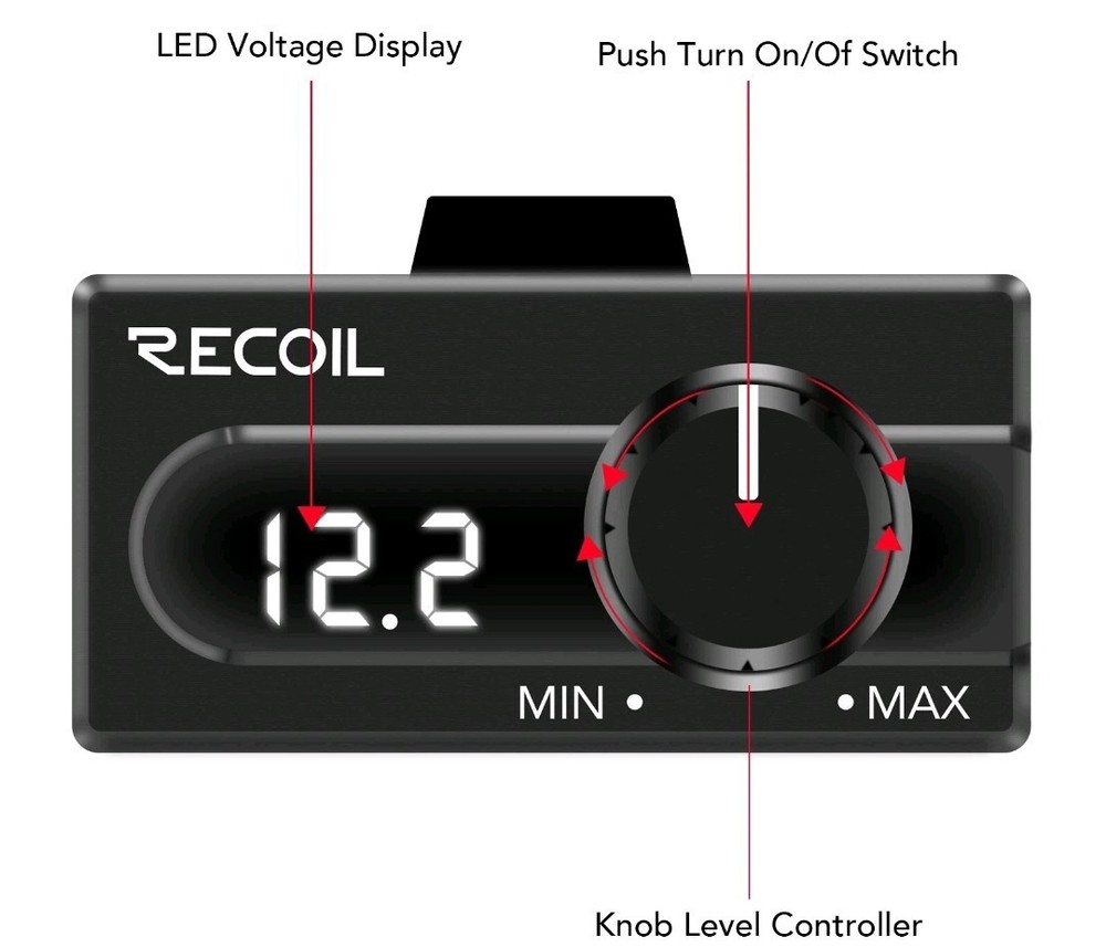 Recoil LCV Universal Bass Knob Level Controller with Built-in Digital Voltmeter