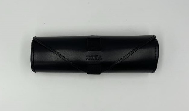 Dita Black Leather Roll-Up Eyeglass/Sunglass Case