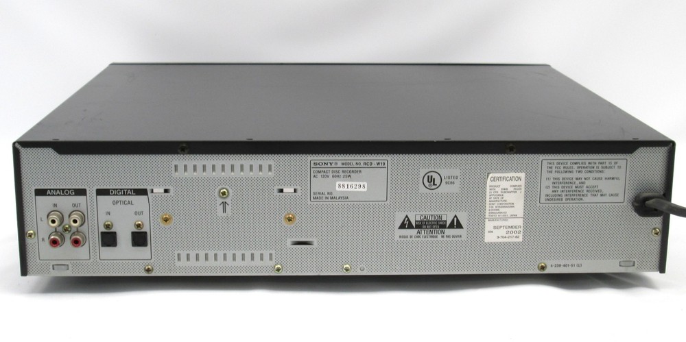 Sony RCD-W10 Compact Disc Recorder CD CD-R CD-RW Player Duplicator Deck