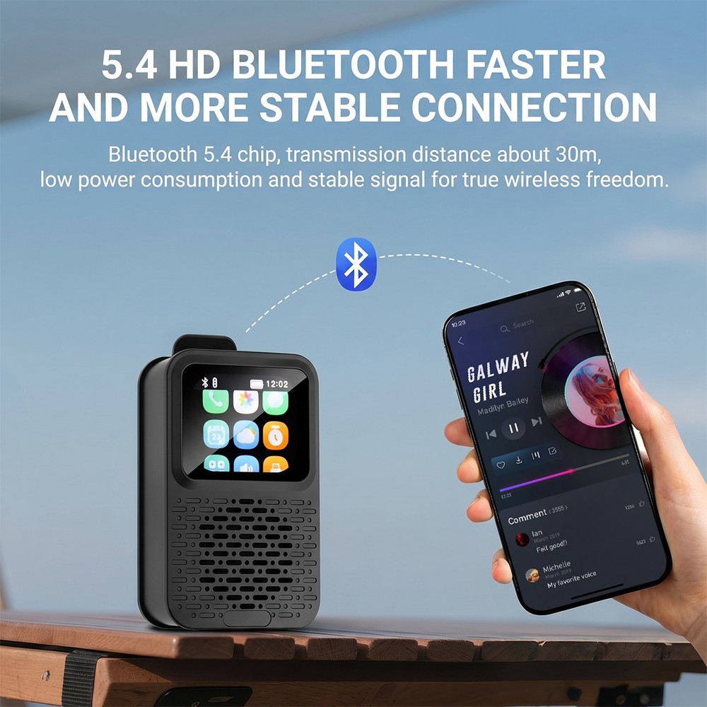 Portable Bluetooth Speaker Waterproof LED Touch Screen Wearable Smart Speaker