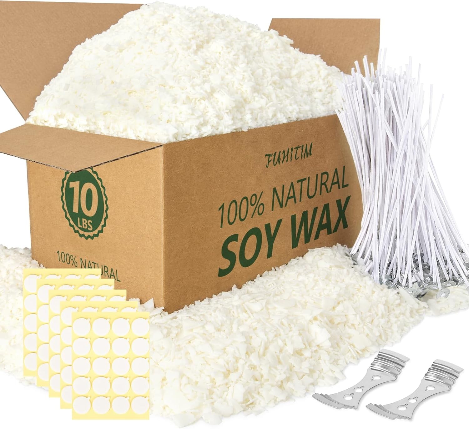 Soy Candle Wax Candle Making 5 LBS Natural Soy Wax Kit 100 Wicks and Stickers