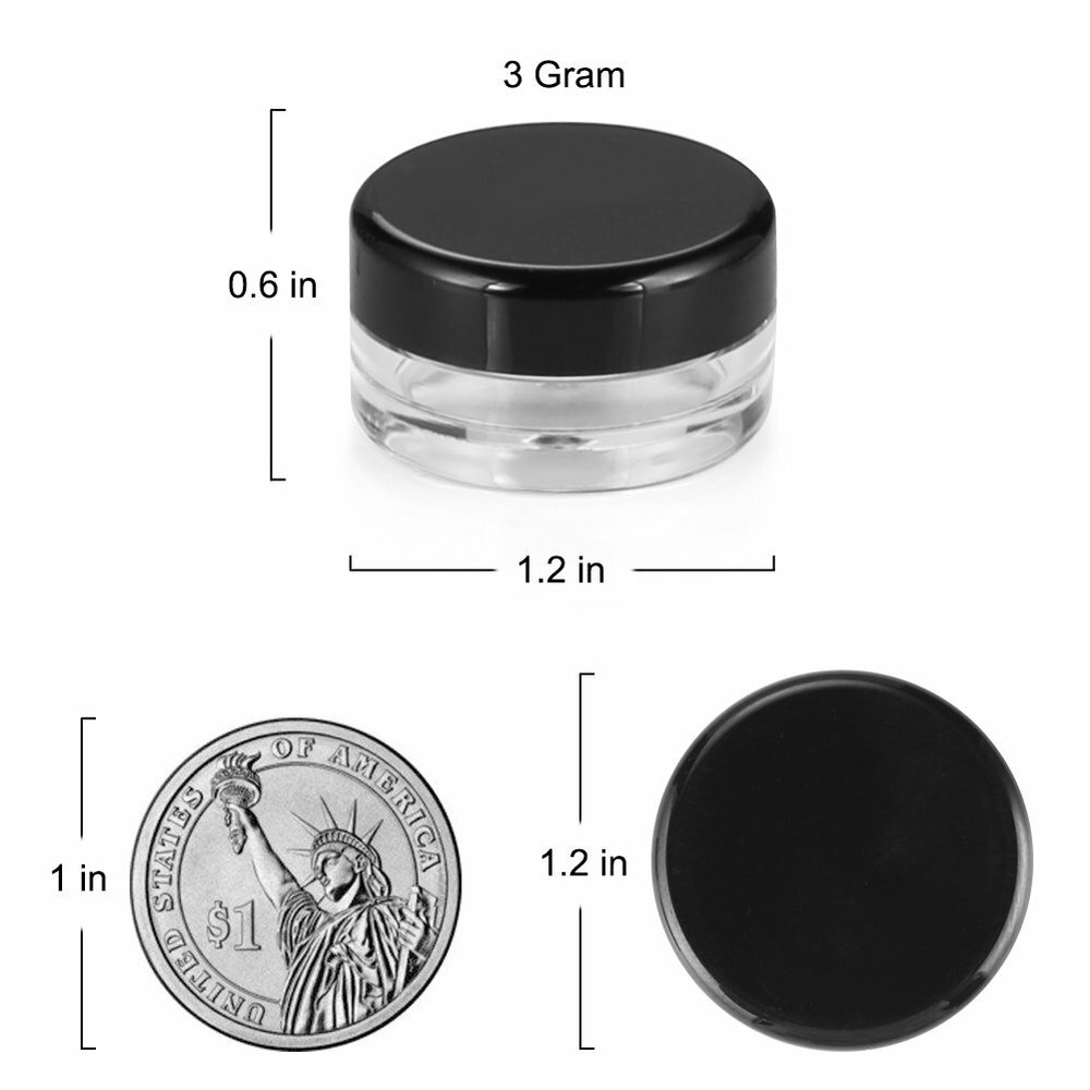 25pcs Tiny Sample Containers 3g Black Jars Makeup Travel Containers with Lids