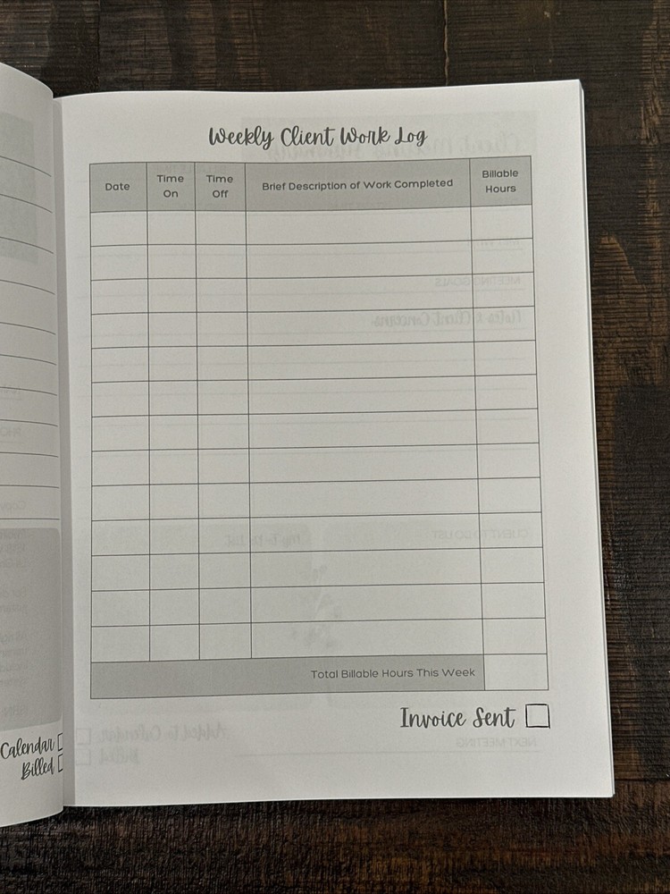 52 Week Bookkeeping Client Record Journal (Meeting Notes, To-Do, Time Tracker)