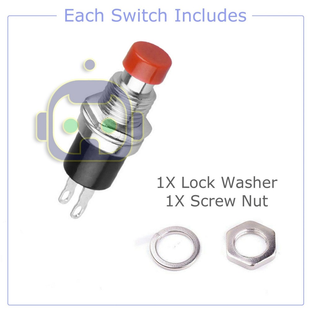 3 PCS Red Micro Lockless Momentary On/Off Push Button 12V 5A Switch Tact