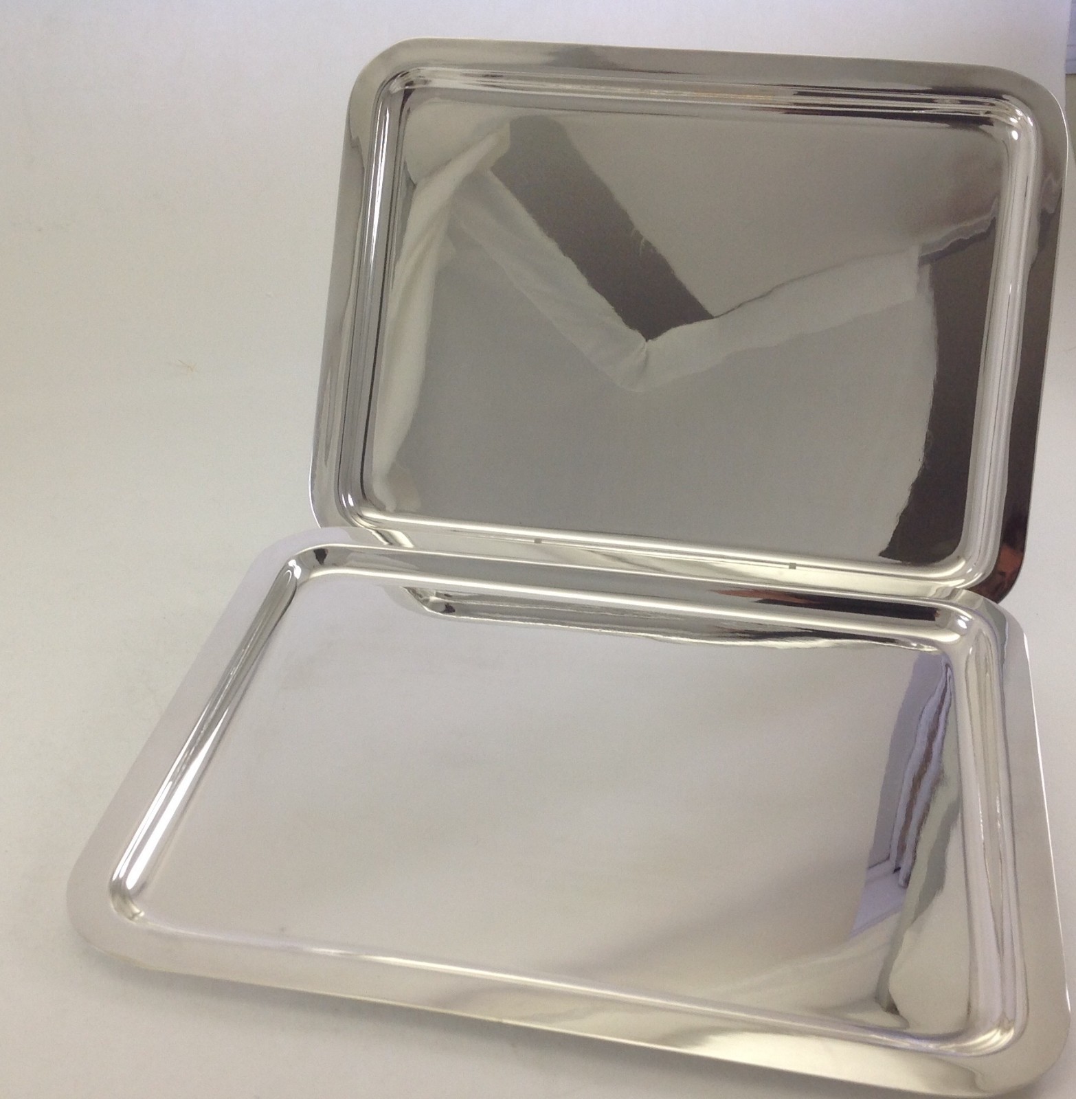 Silver Oblong Coffee Tray , Raw Edge/Plain. 11 in.