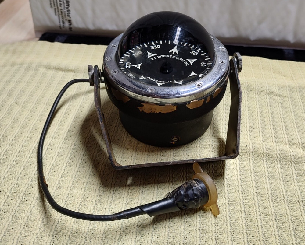 Vintage RITCHIE & SONS Marine Compass With Bracket