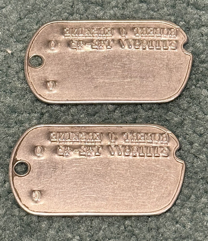Original Pair Of WWII US Army Dog Tags T-42 43