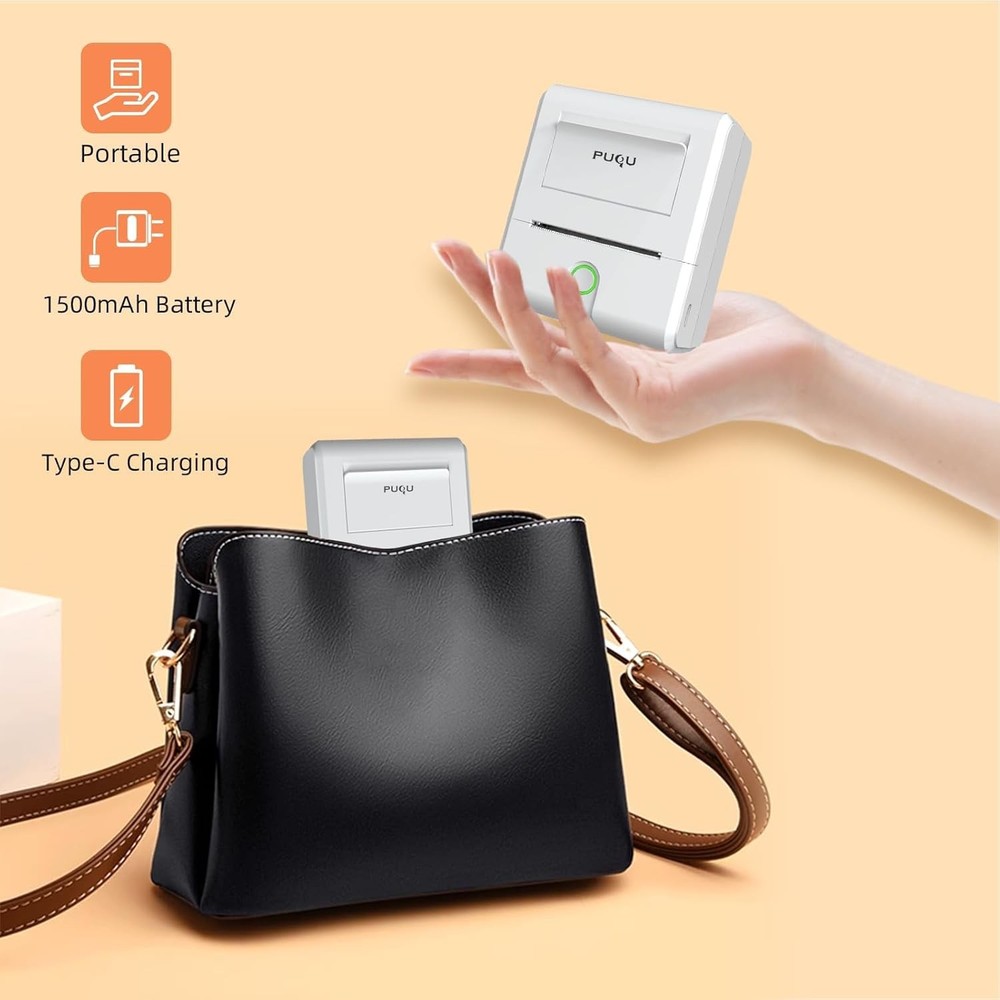 PUQU Q1 Bluetooth Label Maker Machine 2" Portable Printer + 40x30mm Tape