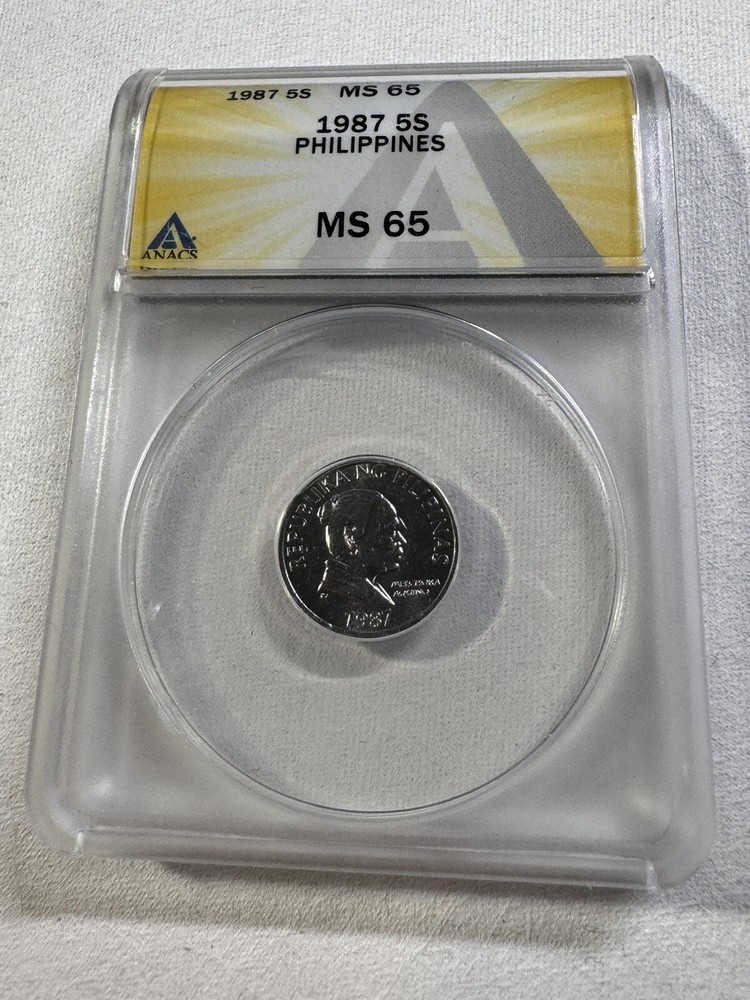1987 Philippines 5 Sentimos Graded MS 65 by ANACS