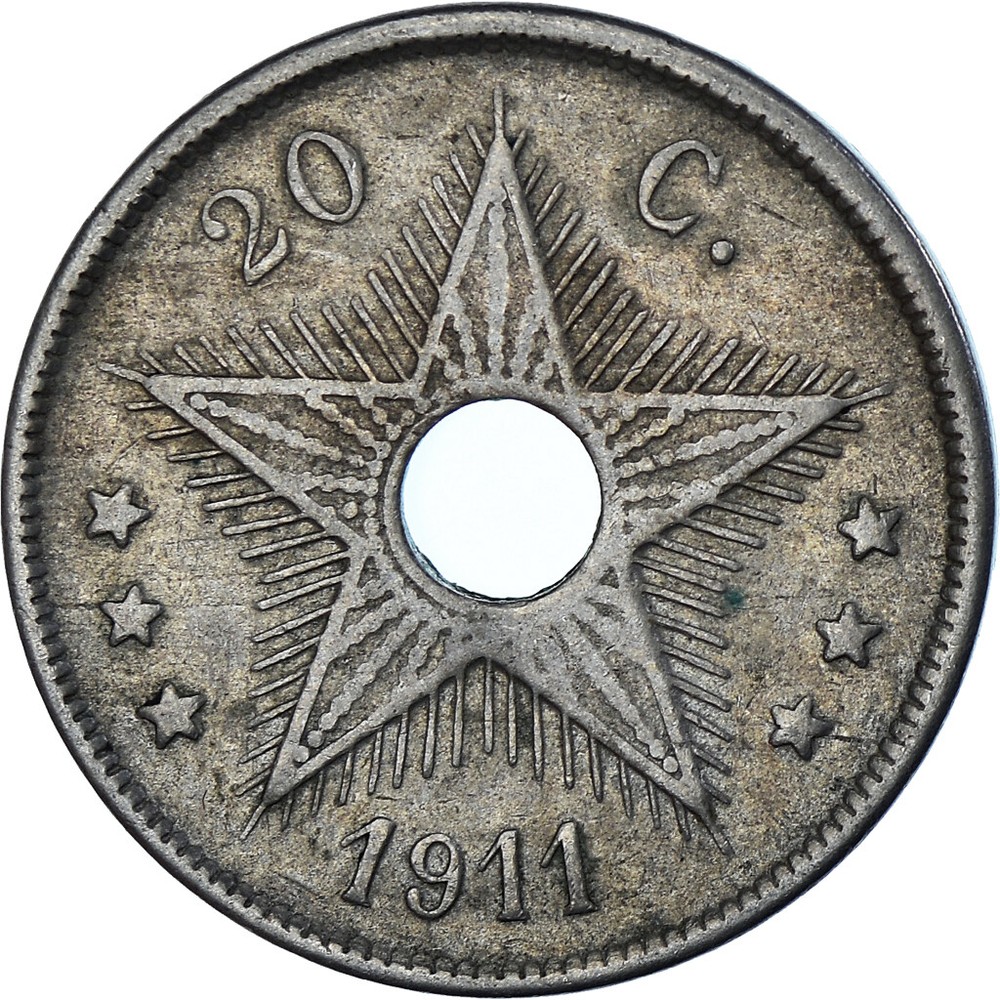 [#1353490] Coin, Belgian Congo, 20 Centimes, 1911