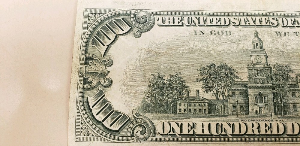 $100 DOLLAR MISALIGNED PRINT ERROR NOTE PAPER MONEY 1977