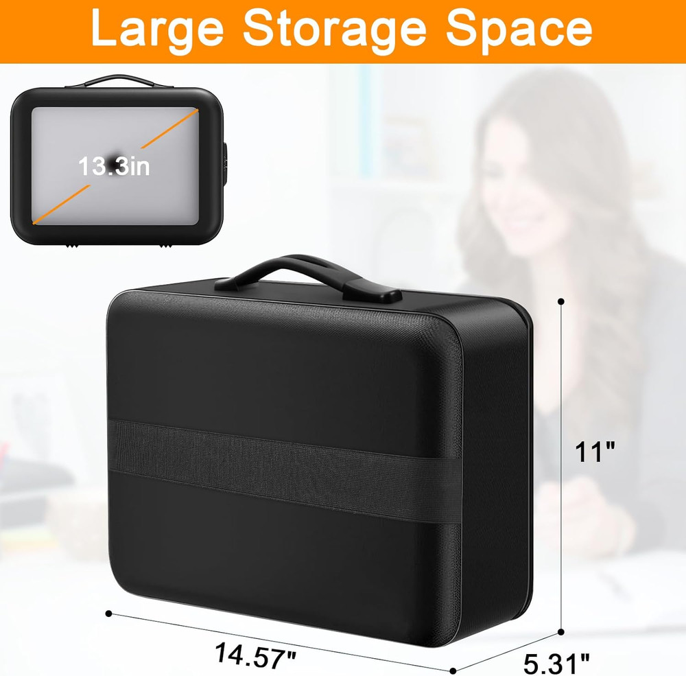 Fireproof Document Box with Lock - 5200°F Fire Proof Safe for Home Documents, Ha