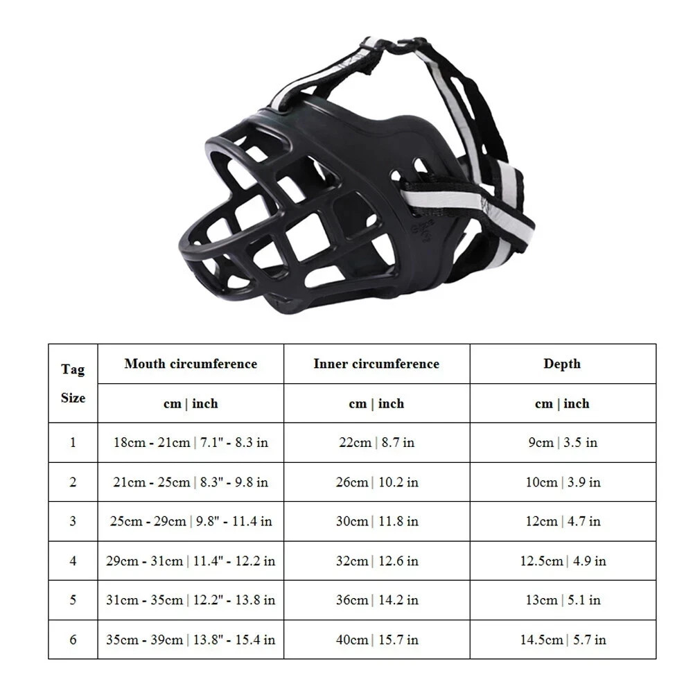 Reflect Muzzle Adjustable Dog Mouth Cover Black Size 4
