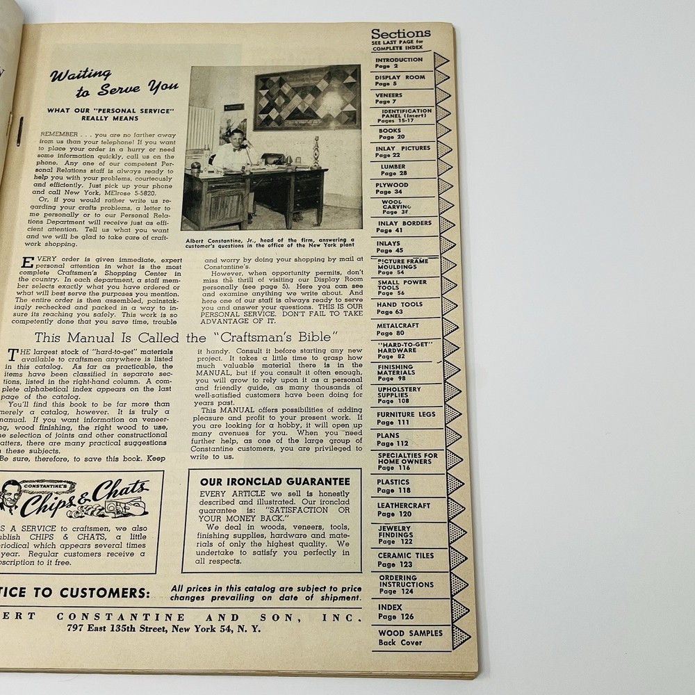 1952 Constantine's Manual For Craftsman Catalog Reference Guide Woodworking Tool