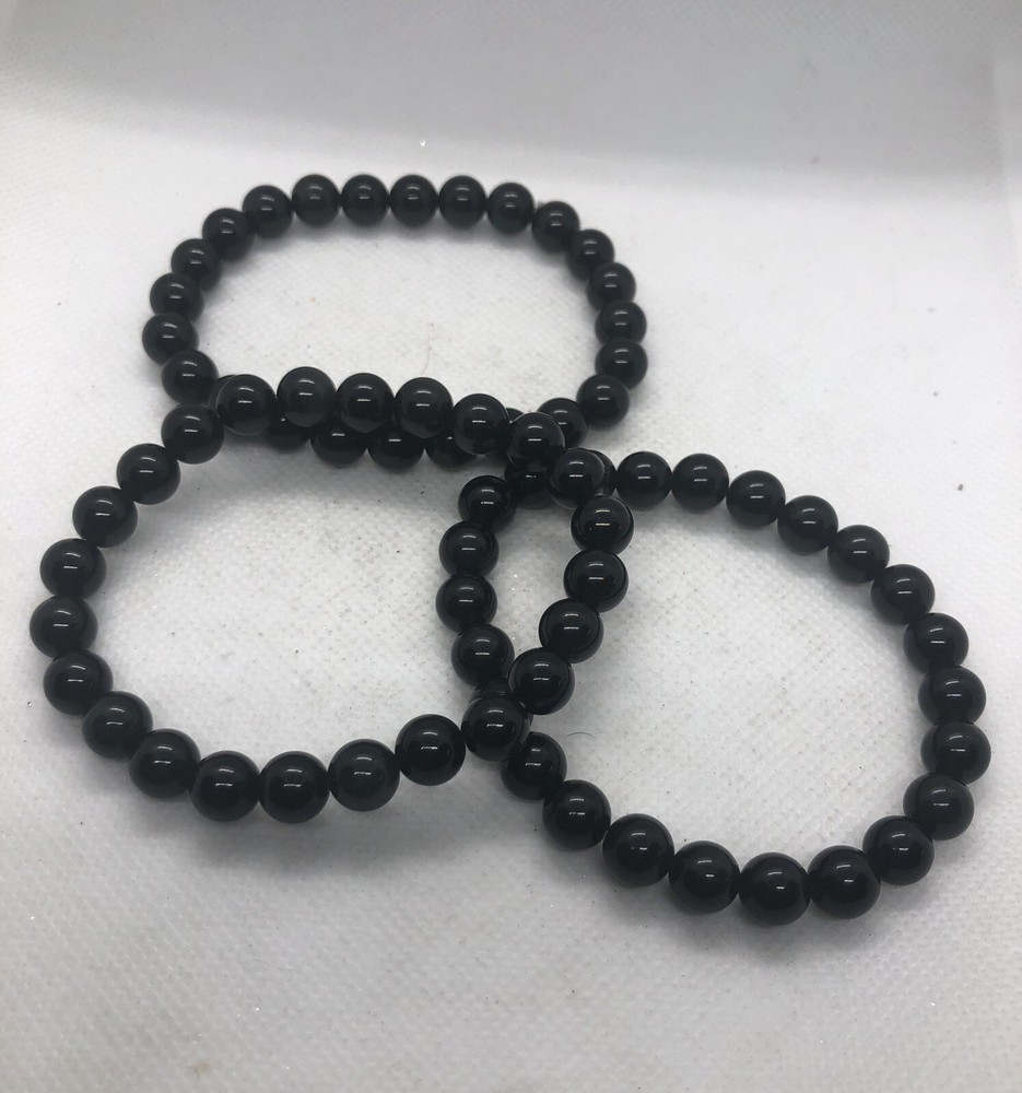 Stretch beaded 8mm bracelet Rainbow Obsidian