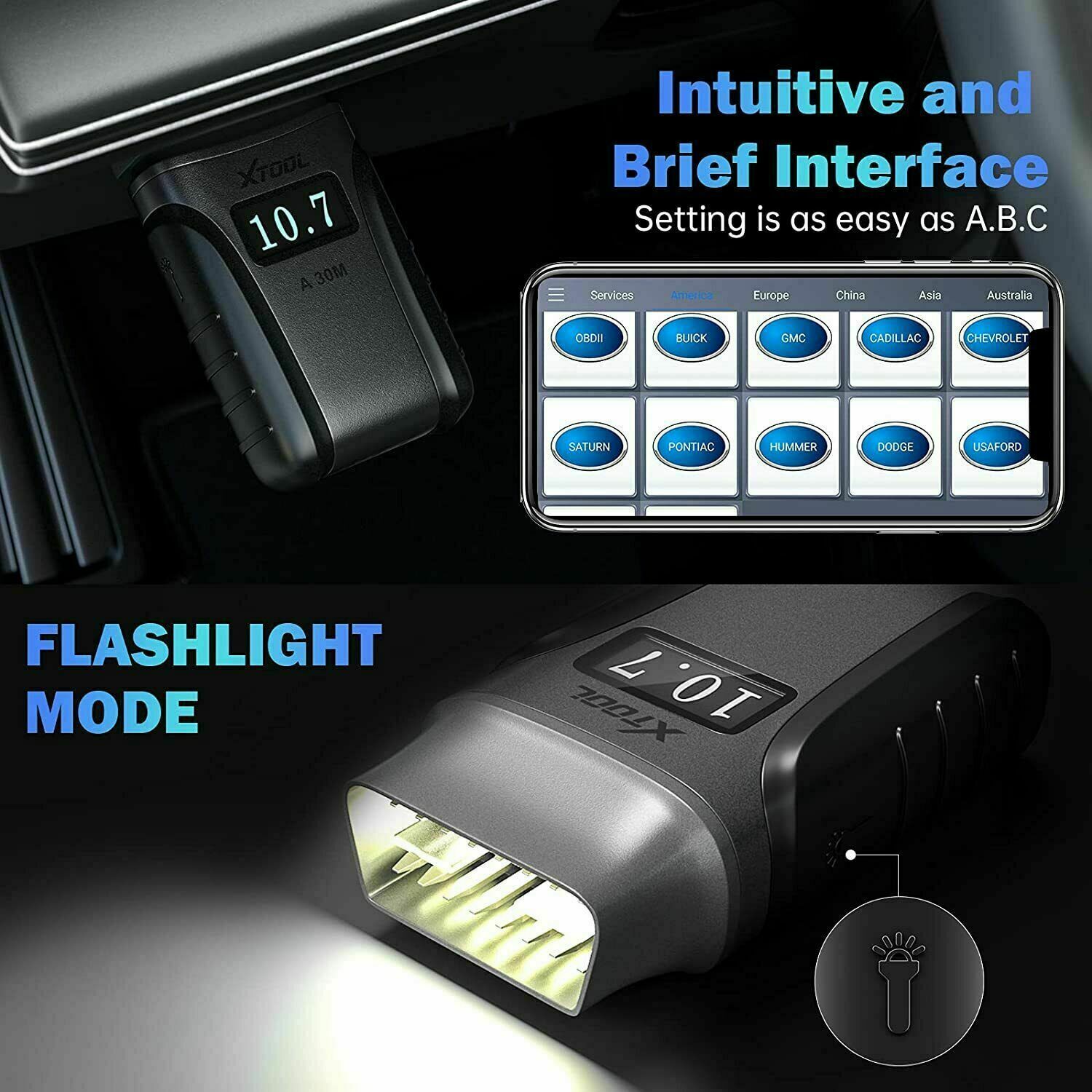 USED XTOOL A30M Bluetooth OBD2 Diagnostic Scanner Bi-Directional Code Reader