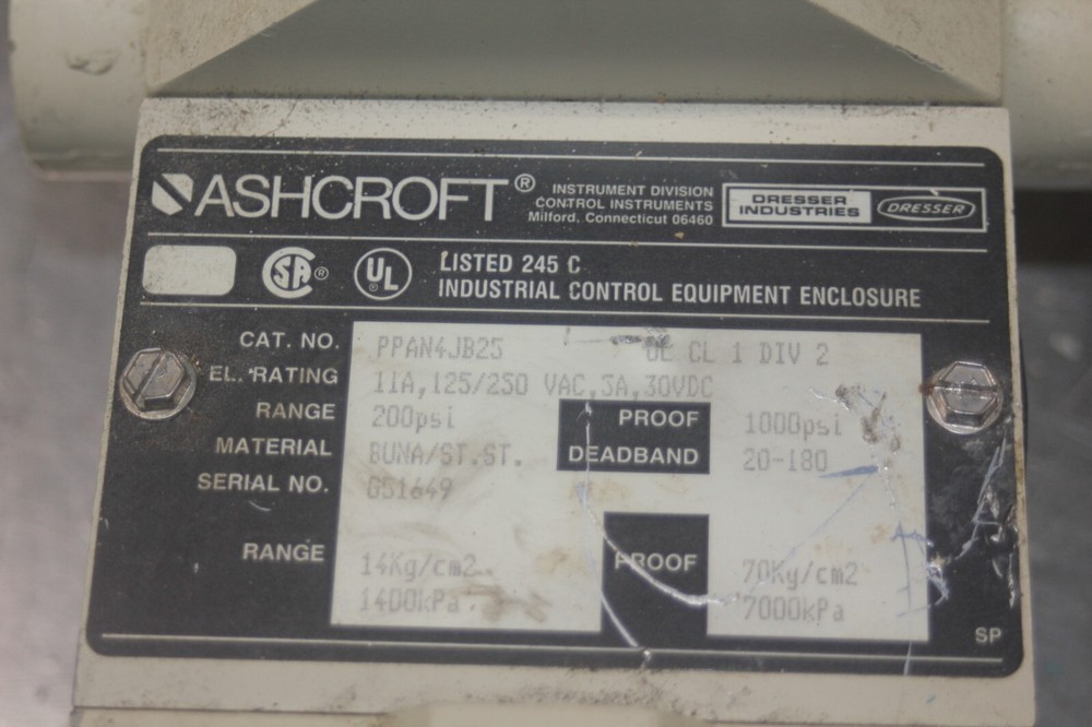 Ashcroft Pressure Switch PPAN4JB25