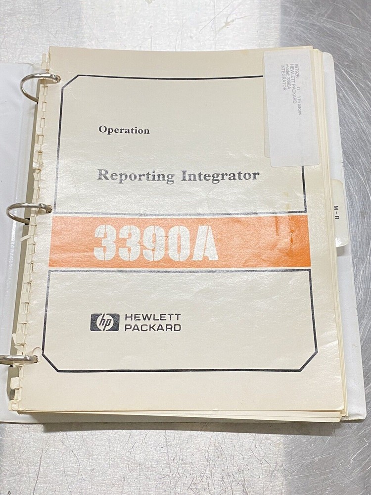 Hewlett Packard HP 3390A Reporting Integrator - Users Guide / Manual