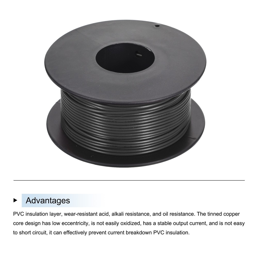 26AWG Stranded Wire Hookup 30M/100ft Black Electrical Wire UL1007 Spool