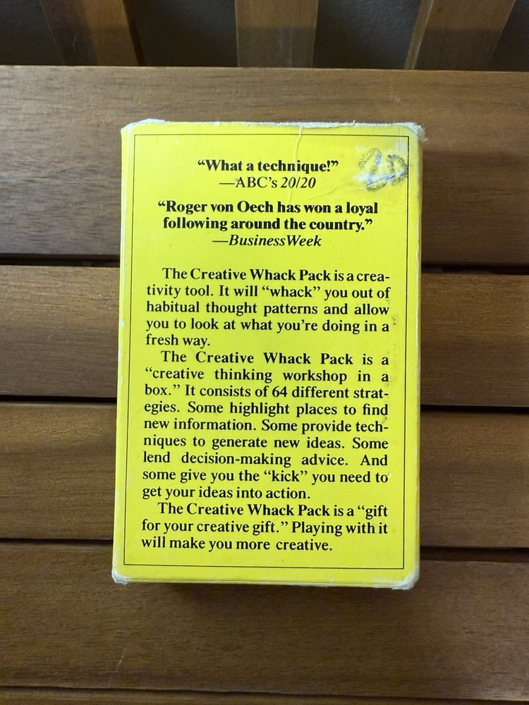 Vtg Creative Whack Pack Roger Von Oech 1992 Creative Thinking Workshop Cards