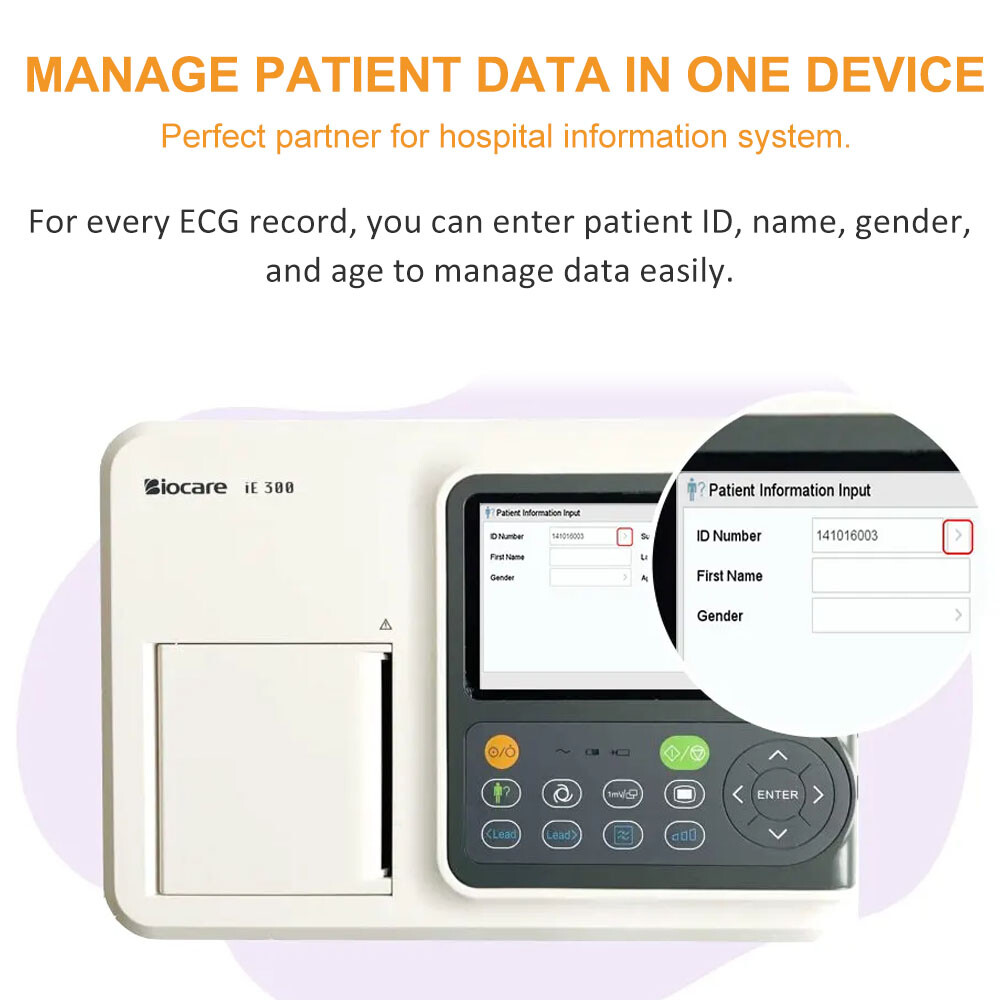Biocare iE300 12 lead ECG Machine rapid diagnosis and instant ECG tests US