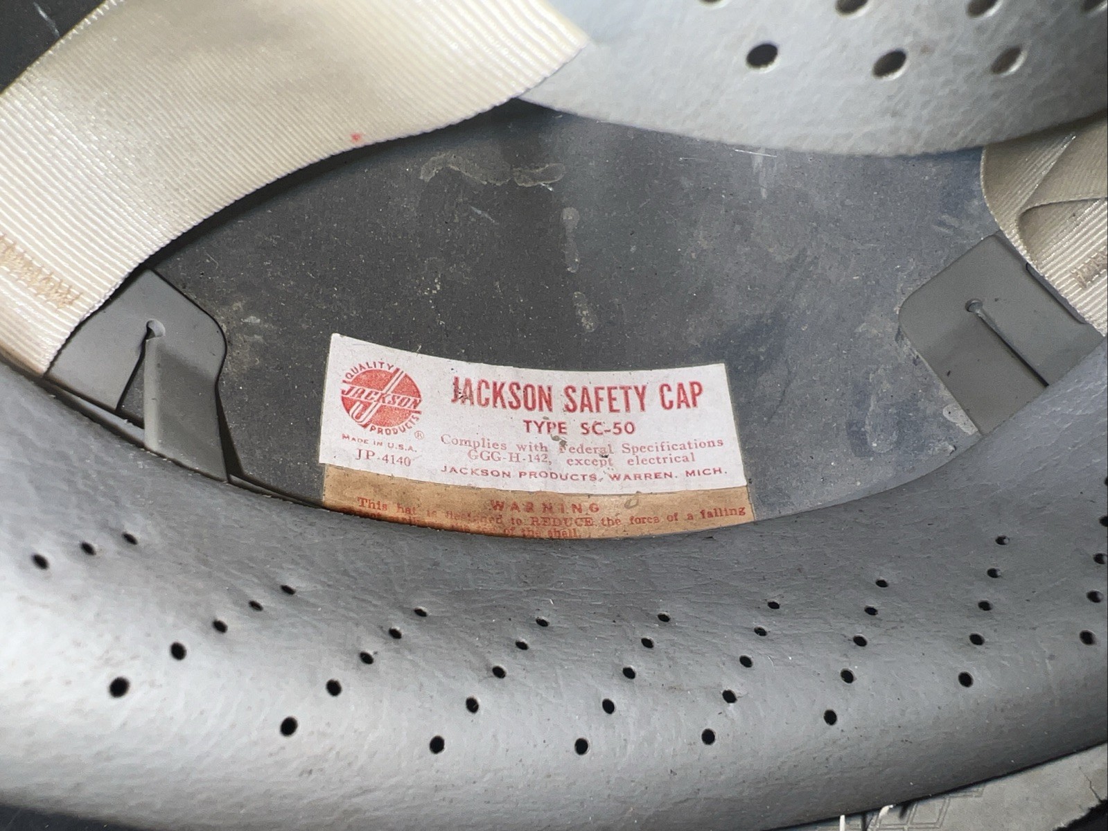 Vtg Safety Hard Hat Helmet Jackson Alumitop Aluminum USA Hardhat Sc 50